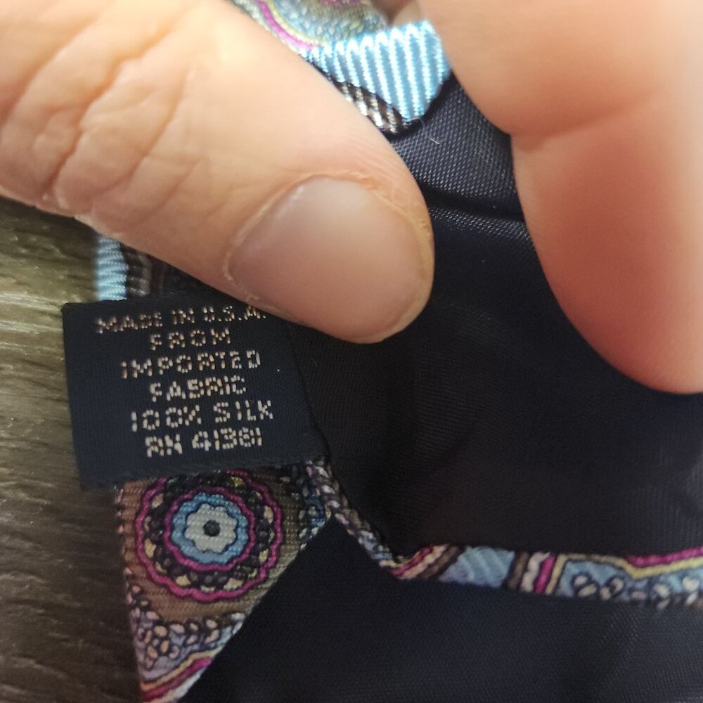 Vintage Ralph Lauren Tie Old Money Foulard Blue Pink Paisley Preppy Dapper Sharp - Picture 7 of 8